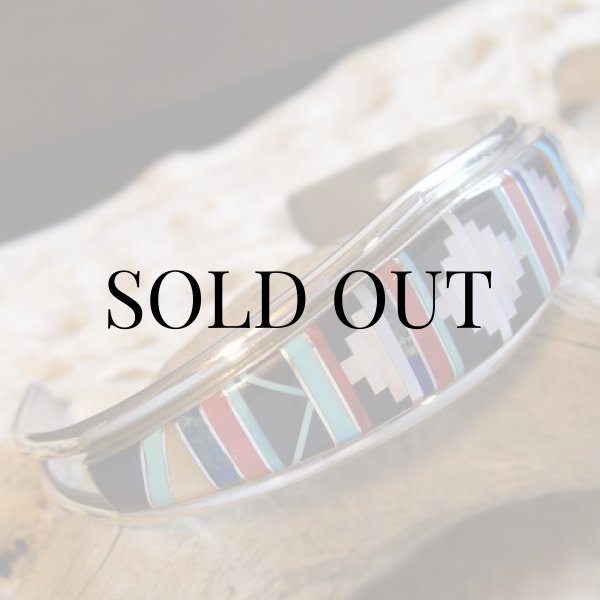 画像3: ズニ族：インレイ マルチストーン カフブレスレット (3)