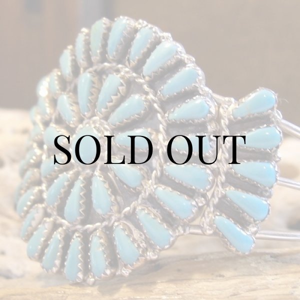 画像4: ズニ族：ターコイズ クラスター カフブレスレット (4)