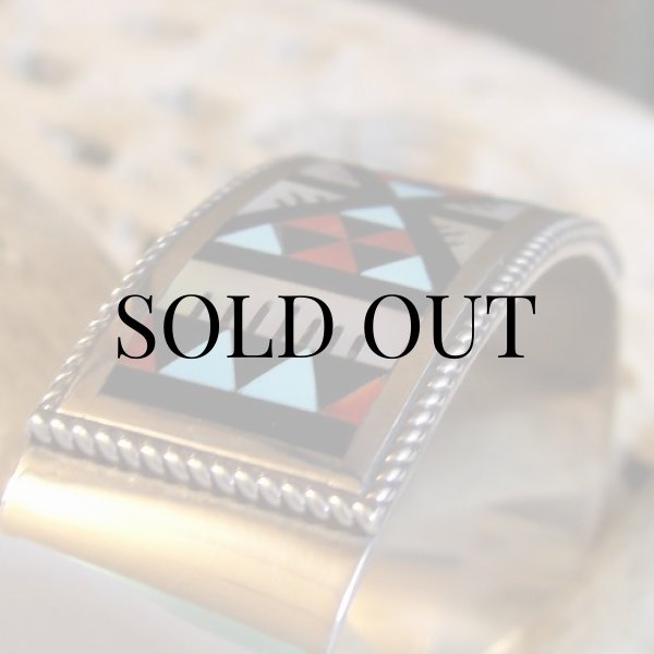 画像4: ズニ族：フラットインレイ カフブレスレット (4)