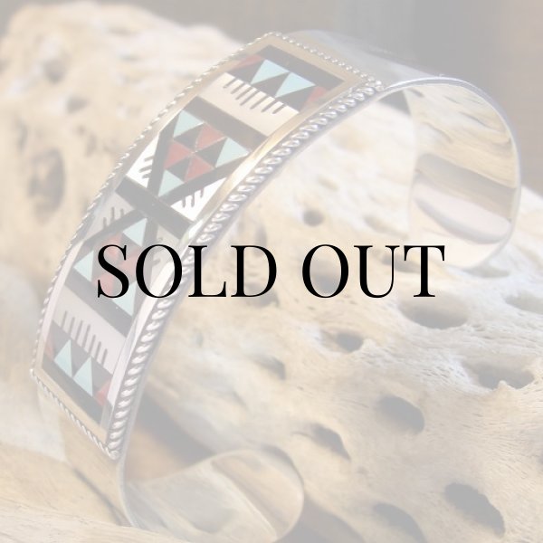 画像5: ズニ族：フラットインレイ カフブレスレット (5)