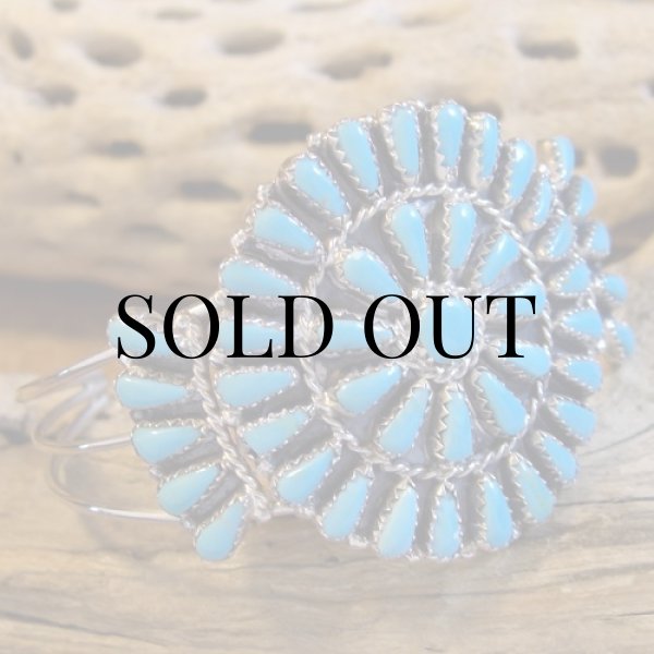 画像3: ズニ族：ターコイズ クラスター カフブレスレット (3)