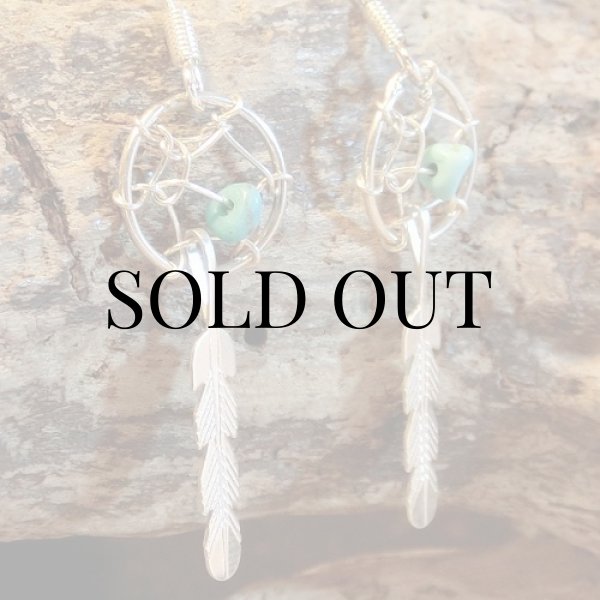 画像2: ナバホ族：ターコイズ付きドリームキャッチャーモチーフ ピアス (2)