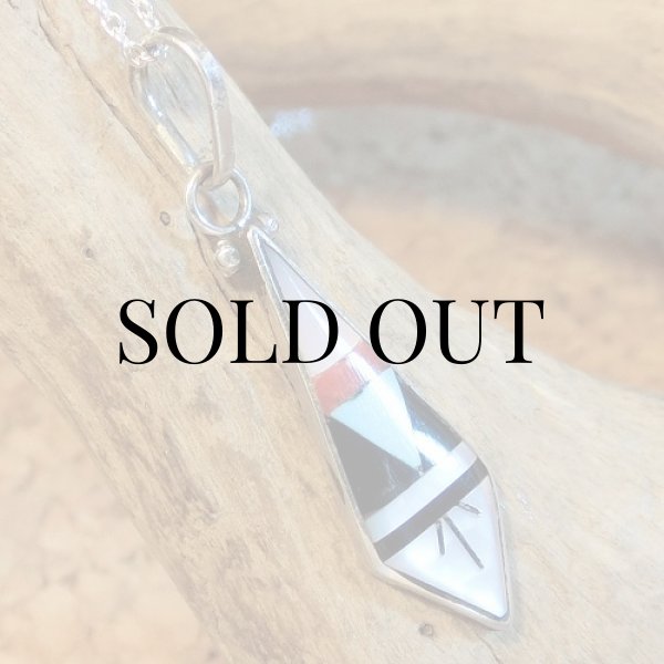 画像2: ズニ族:ロゼンジ型 マルチインレイ ペンダント (2)