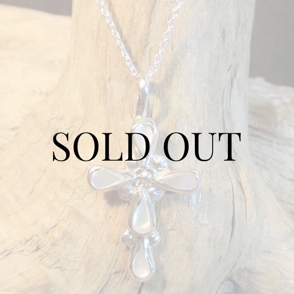 画像3: ズニ族：ホワイトシェル クロスデザイン ペンダント (3)