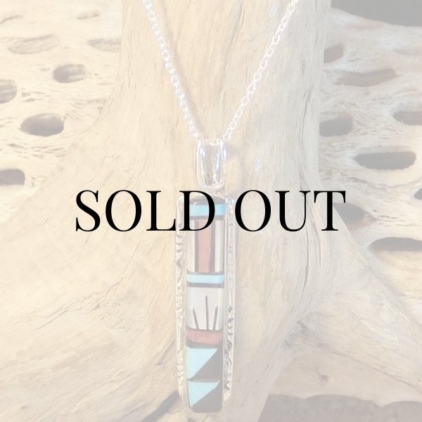 画像3: ズニ族：レクタングル型 マルチインレイ ペンダント (3)