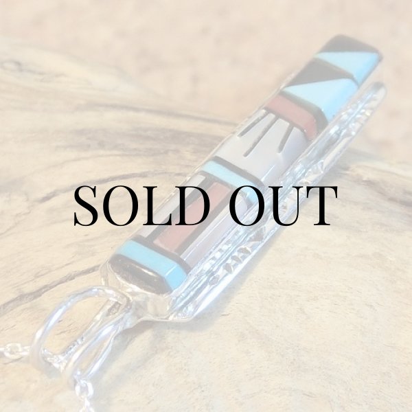 画像4: ズニ族：レクタングル型 マルチインレイ ペンダント (4)