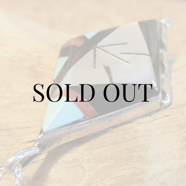 画像4: ズニ族：ロゼンジ型 マルチインレイ ペンダント (4)