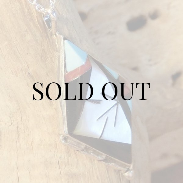 画像2: ズニ族：ロゼンジ型 マルチインレイ ペンダント (2)