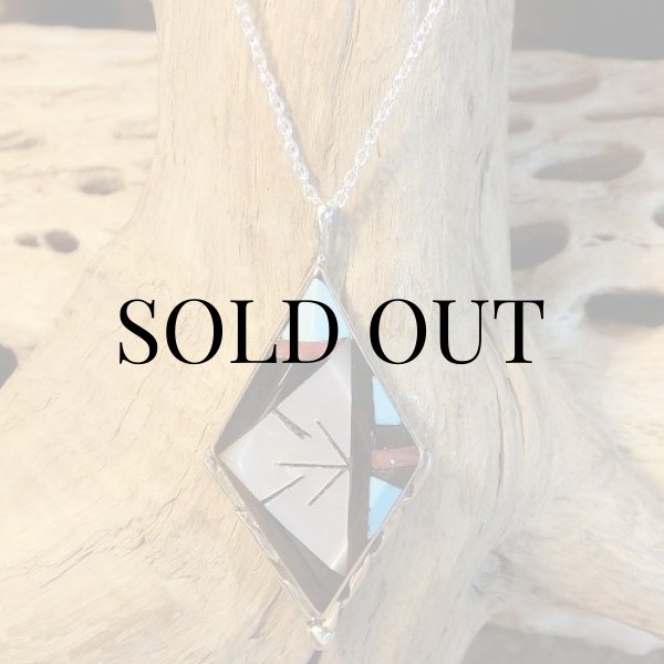 画像3: ズニ族：ロゼンジ型 マルチインレイ ペンダント (3)