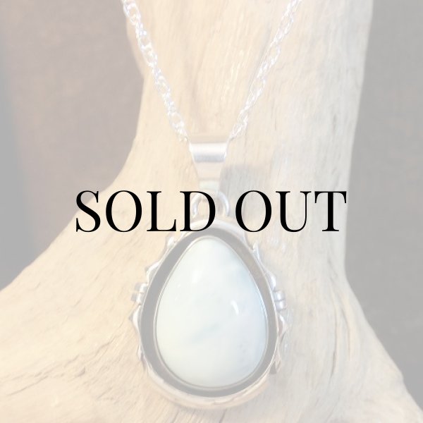 画像3: ナバホ族：ラリマー ティアドロップ ペンダント (3)