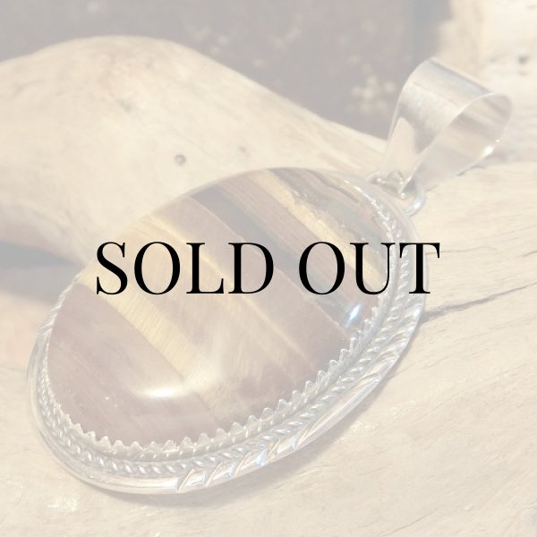 画像5: ナバホ族：オーバル型 タイガーアイ ペンダントトップ (5)