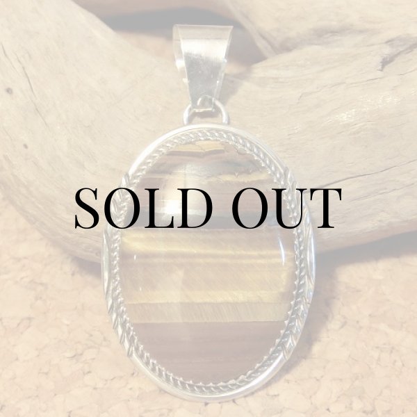 画像3: ナバホ族：オーバル型 タイガーアイ ペンダントトップ (3)