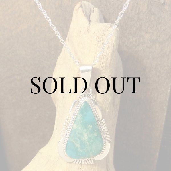 画像3: ナバホ族：キングマン ターコイズ ペンダント (3)