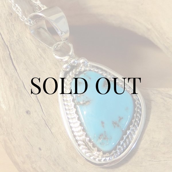 画像2: ナバホ族：キングマン ターコイズ ペンダント (2)