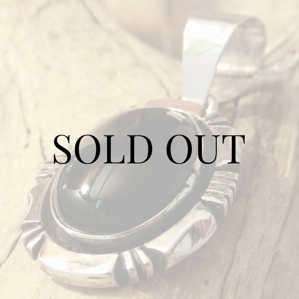 画像5: ナバホ族：オニキス オーバル ペンダント (5)