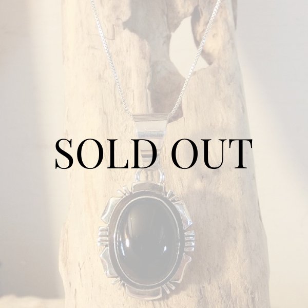 画像3: ナバホ族：オニキス オーバル ペンダント (3)