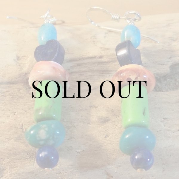 画像5: ナバホ族：マルチストーン ピアス (5)