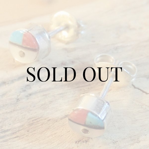 画像5: ズニ族：サンフェイス インレイ ピアス (5)