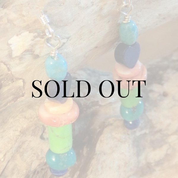 画像2: ナバホ族：マルチストーン ピアス (2)