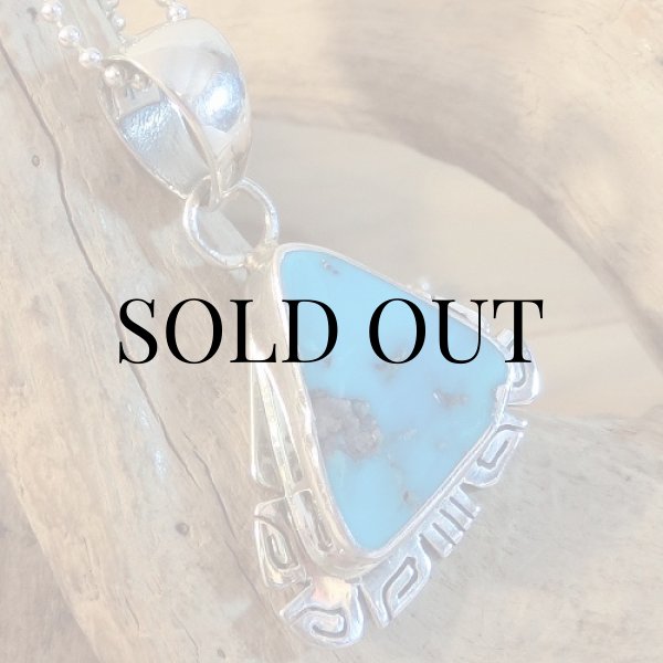 画像2: ナバホ族：キングマン ターコイズ ペンダント (2)