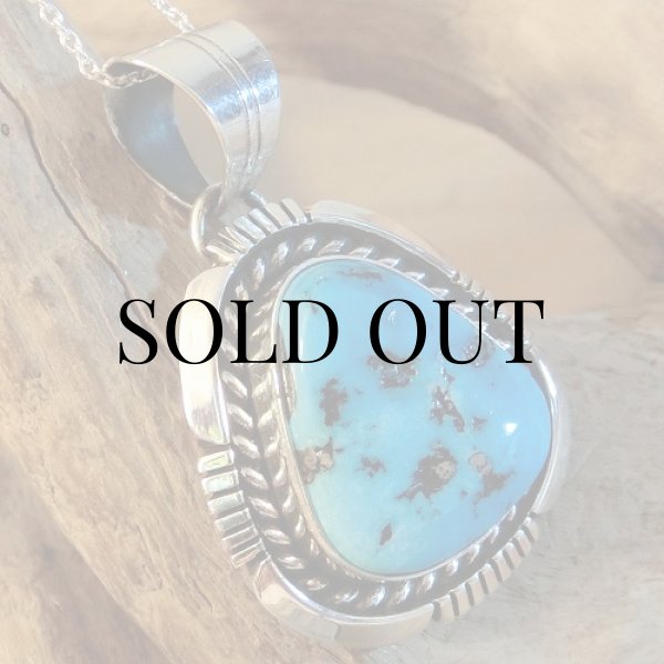 画像2: ナバホ族：キングマン ターコイズ ペンダント (2)