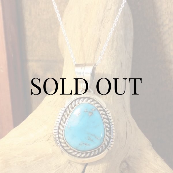 画像3: ナバホ族：キングマン ターコイズ ペンダント (3)