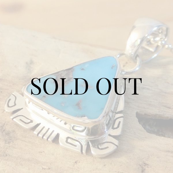 画像4: ナバホ族：キングマン ターコイズ ペンダント (4)