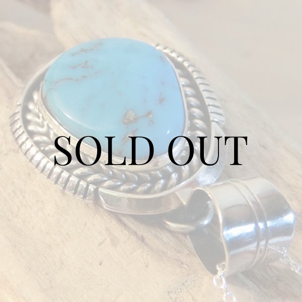 画像4: ナバホ族：キングマン ターコイズ ペンダント (4)