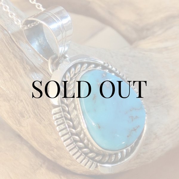 画像2: ナバホ族：キングマン ターコイズ ペンダント (2)