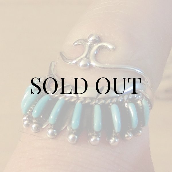 画像5: ズニ族：ターコイズ ニードルポイント リング 11号 (5)