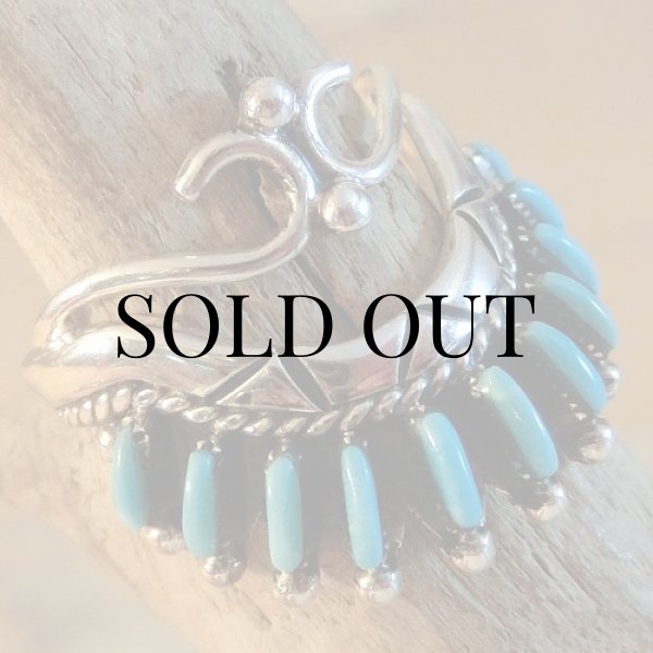 画像4: ズニ族：ターコイズ ニードルポイント リング 11号 (4)