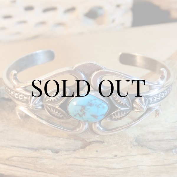 画像3: ナバホ族:ターコイズ付き キャストタイプ カフブレスレット (3)