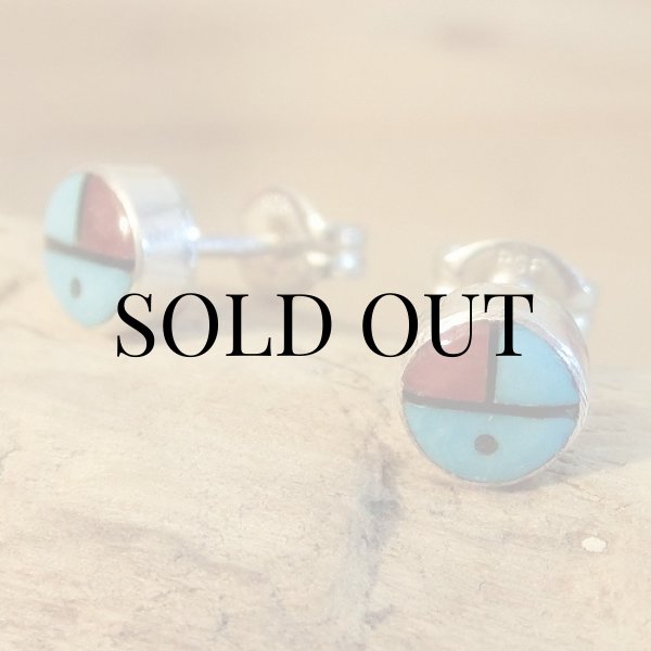 画像4: ズニ族：サンフェイス インレイ ピアス (4)