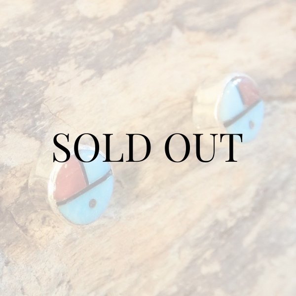 画像2: ズニ族：サンフェイス インレイ ピアス (2)