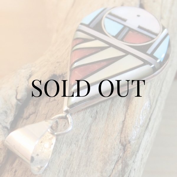 画像4: ズニ族：サンフェイス インレイ ペンダント トップ (4)