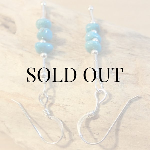 画像4: ナバホ族:リキッドシルバー ターコイズ付き ピアス (4)