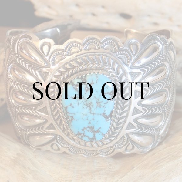 画像2: ナバホ族：キングマン ターコイズ カフブレスレット (2)