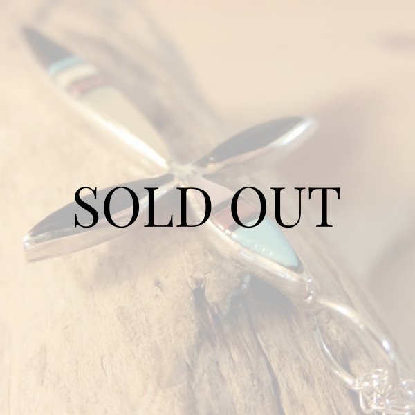 画像5: ズニ族：クロスデザイン マルチインレイ ペンダント (5)