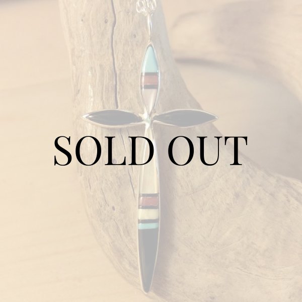 画像2: ズニ族：クロスデザイン マルチインレイ ペンダント (2)