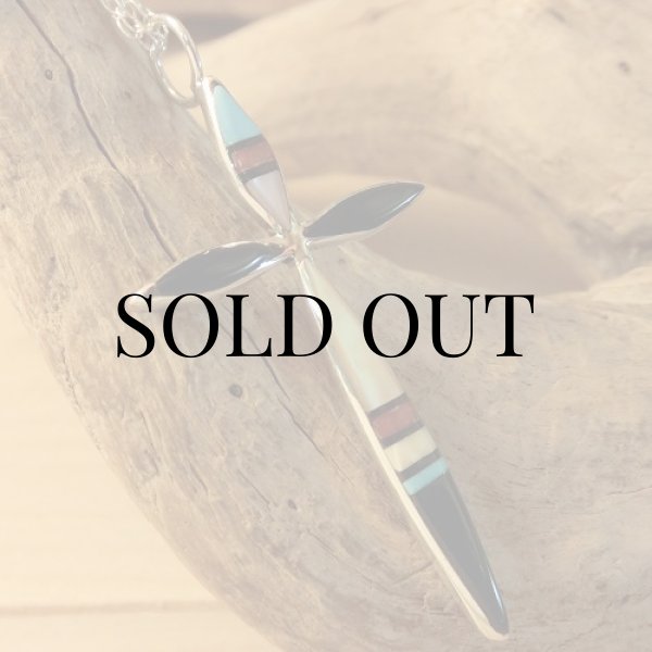 画像3: ズニ族：クロスデザイン マルチインレイ ペンダント (3)