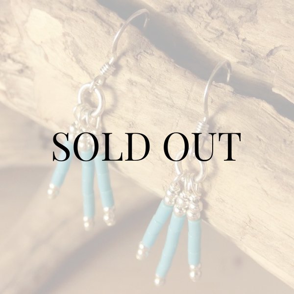 画像3: ナバホ族：パイプ状ターコイズビーズ ピアス (3)