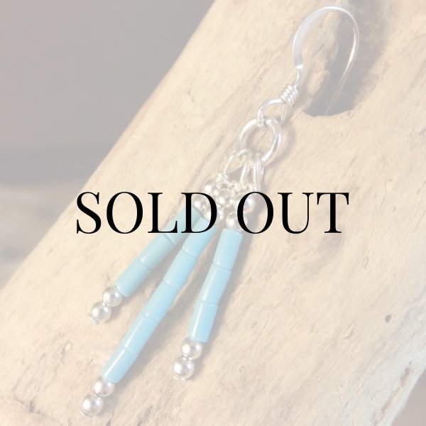 画像4: ナバホ族：パイプ状ターコイズビーズ ピアス (4)