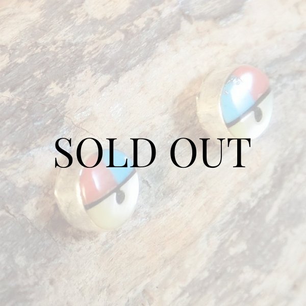 画像2: ズニ族：サンフェイス インレイ ピアス (2)