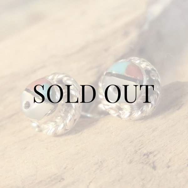 画像5: ズニ族：サンフェイス インレイ ピアス (5)