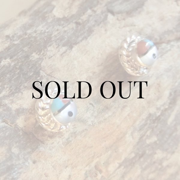 画像2: ズニ族：サンフェイス インレイ ピアス (2)