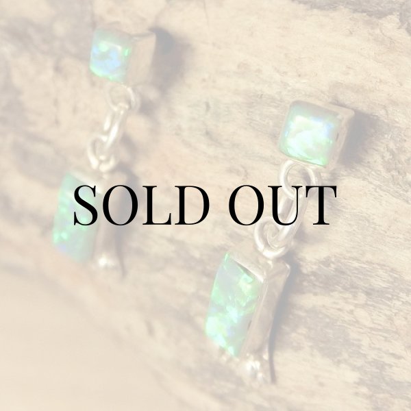 画像3: ナバホ族：オパールのWスクエア ピアス (3)