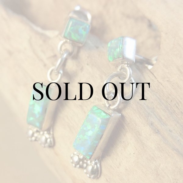 画像5: ナバホ族：オパールのWスクエア ピアス (5)