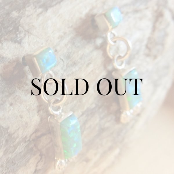 画像2: ナバホ族：オパールのWスクエア ピアス (2)