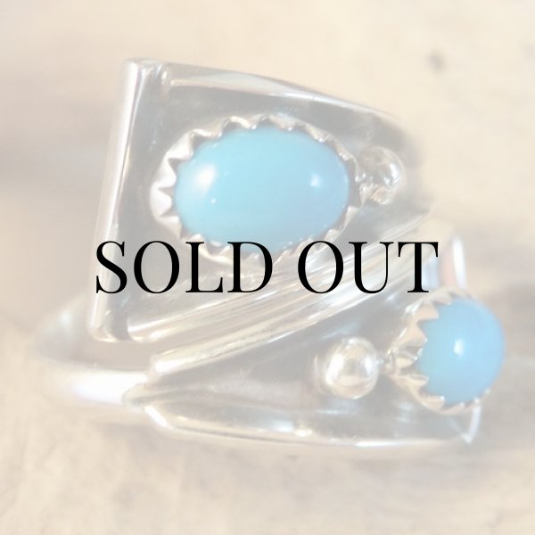 画像3: ナバホ族：ターコイズ付き フリーサイズリング (3)