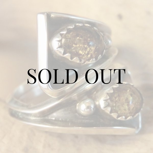 画像3: ナバホ族：アンバー（琥珀）付き フリーサイズリング (3)